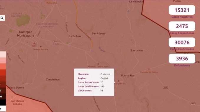 210 casos confirmados de covid en Coatepec